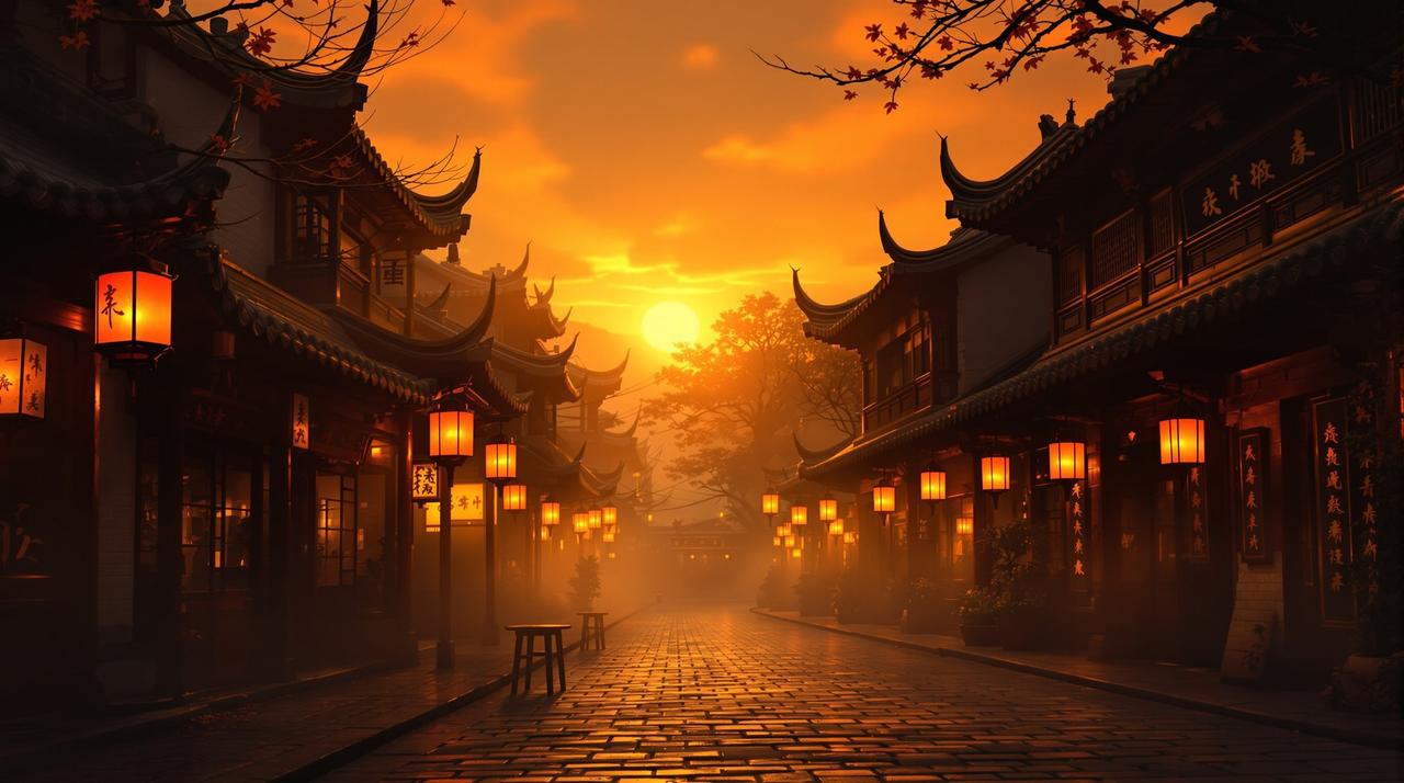 金桔影视 - 暖调灯笼夜空背景
